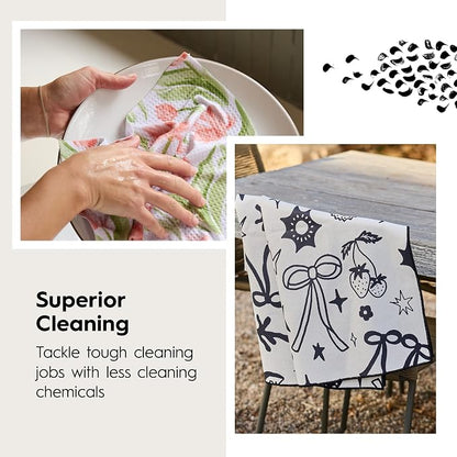 GEOMETRY Bar Towels for Kitchen - Spring & Summer Collection - Premium Towels for Cleaning Dishes & Glassware - Absorbent & Fast Drying Kitchen Towels - Soft Floral, 12" x 14" - 1-Piece