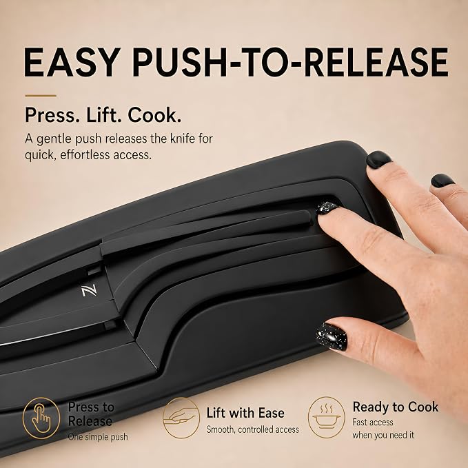 NestKnife Magnetic Kitchen Knife Set - 4 Piece VG10 High Carbon Stainless Steel Kitchen Knives with Patented Space-Saving Nesting Design & Magnetic Block - Ultra Sharp Professional Chef Knife Set