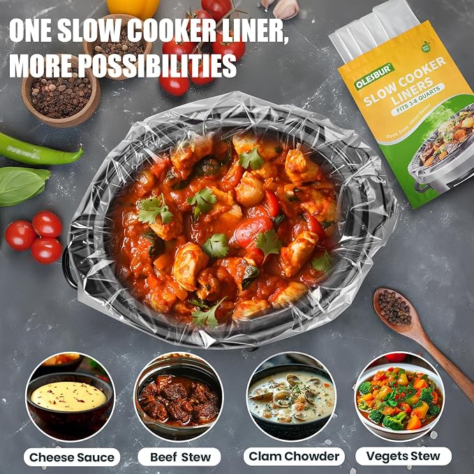 OLESBUR Slow Cooker Liners, 13"x21", 10 Count, Fits 3-8 Quarts, Disposable Pot Liners Compatible with Crockpot, Oval Large Size, BPA-Free Cooking Bags, Kitchen Accessories, Cook with Ease