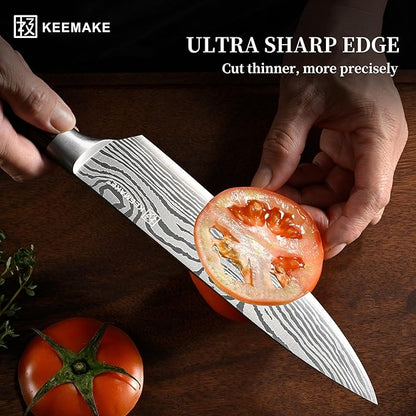 KEEMAKE Kitchen Knife Set, Ultra Sharp Chef Knife Set 7-Piece, High Carbon Stainless Steel Chefs Knife Set, Professional Knives Set for Kitchen with Pakkawood Handle and Gift Box