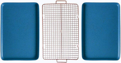CasaWare 3pc Ultimate Commercial Weight 15 x 10 x 1-inch Cookie Sheet/Cooling Grid Set (Blue Granite)