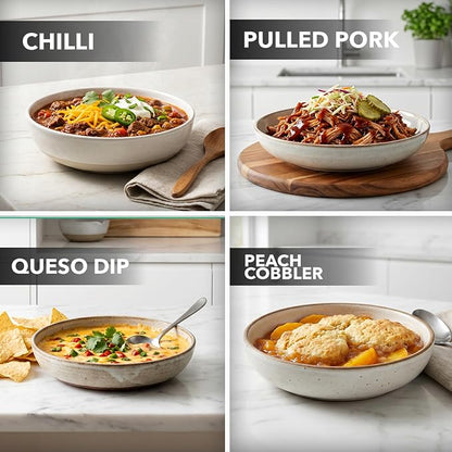 OVENTE Double Slow Cooker, Buffet Server and Warmer with Two 1.5Qt Removable Ceramic Pot, Adjustable Temperature Control and Tempered Glass Lid for Parties, Gatherings and Holidays, Silver SLO215BR