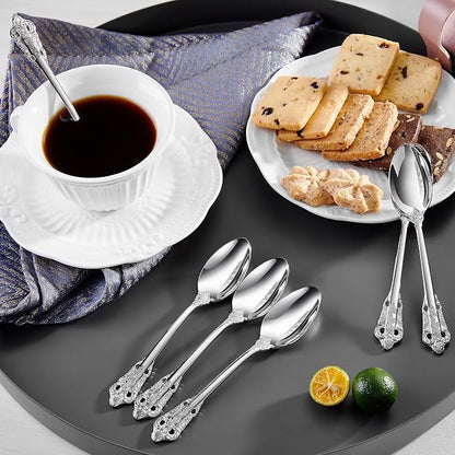 KEAWELL Luxurious 5.1-Inch Espresso Spoons Set - 6 Pieces - Mini Coffee Spoon, 18/10 Stainless Steel - Gorgeous Design with Exceptional Mirror Polished Finish (Silver)