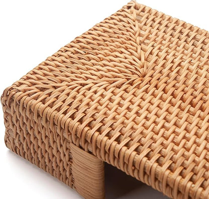 Rattan Napkin Holder Rectangle, 9.5" x 5.5" x 2", Wicker Napkin Tray, Woven Guest Towel Holder for Restaurant/Kitchen/Bathroom Paper Towels for Guests