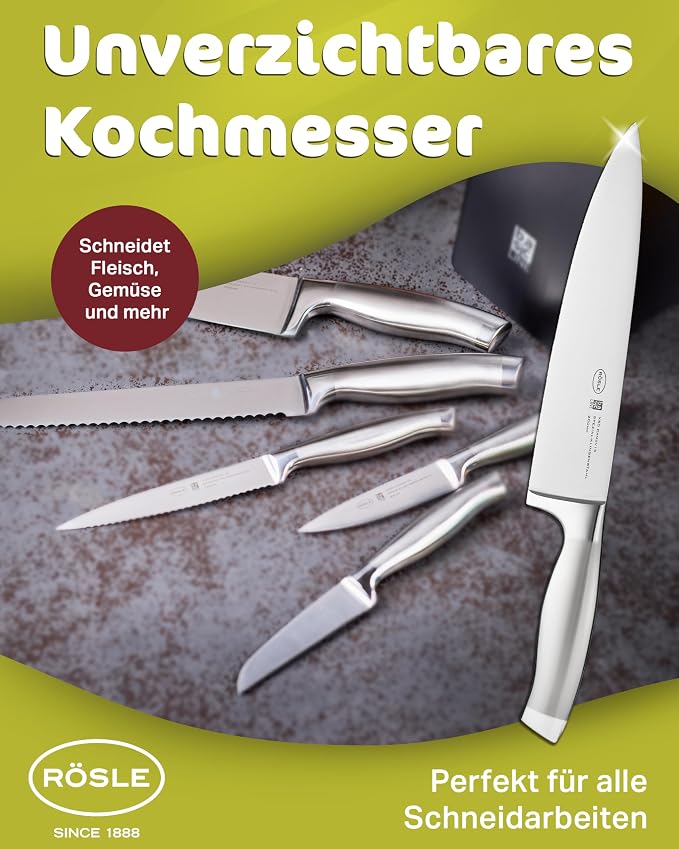 Rösle Basics Line Stainless Steel Chef's Knife, 8-inch Blade