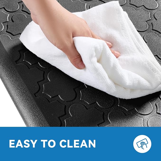 Kitchen Mat Cushioned Anti Fatigue for Floor, Non-Slip Waterproof Comfort Rug for Kitchen Sink, Standing Desk & Laundry, 17.3"x39", Black