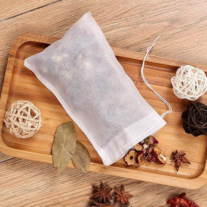 100Pcs Large Tea Bag - Disposable Empty Tea Filter Bags No Mess Mesh Bags with Drawstring for Concentrate/Iced Coffee, Herb, Loose Leaf Tea
