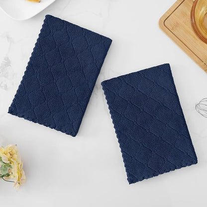 Homaxy 16 Pack Kitchen Cloths Dish Towels (13" x 19", Navy Blue), Super Soft and Absorbent Coral Velvet Dishcloths, Fast Drying No Lint Microfiber Cleaning Cloth