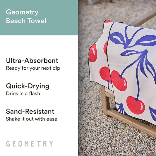 GEOMETRY Micro-Loop Beach Towel – Spring & Summer Collection – Quick-Dry, Sand-Resistant, Ultra-Absorbent Compact Towel for Beach & Travel (Lucky Play)