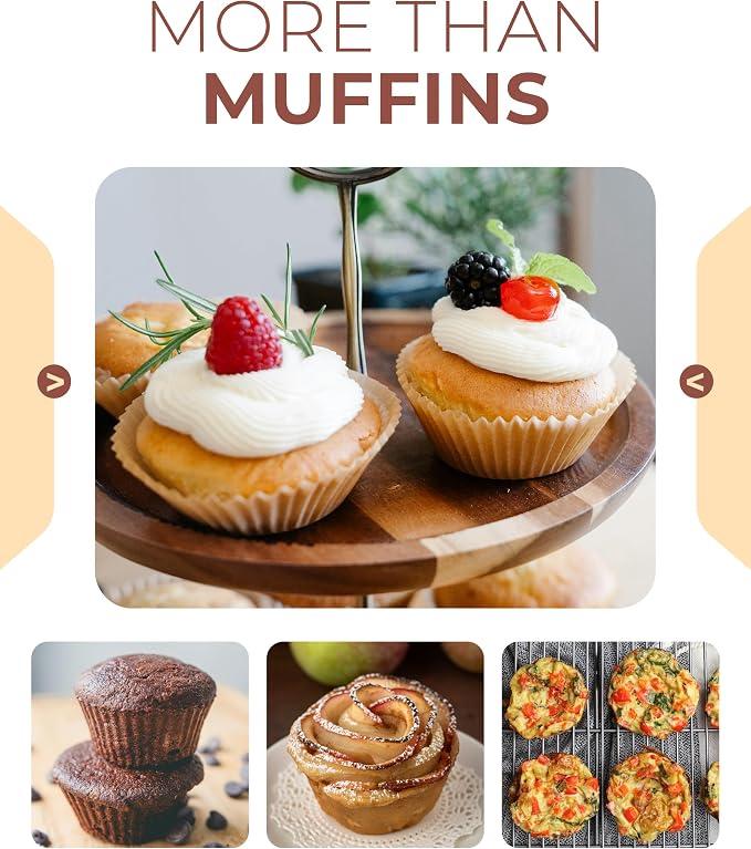 CARTMAN 2-Pack Jumbo Muffin Pan with 150 Cupcake Liners, Nonstick 6-Cup Large Muffin Tin for Baking, Food-Grade Carbon Steel Cupcake Pan for XL Treats & Egg Bites, Perfect for Family Breakfasts