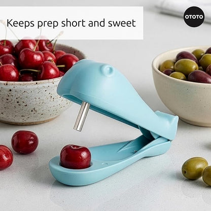 OTOTO Hippo Cherry and Olive Pitter - Unique Kitchen Gadgets, Cooking Gifts for Women, Kitchen Essentials, Kitchen Utensils, Cute Gifts, Kitchen Accessories, Gift for Kids