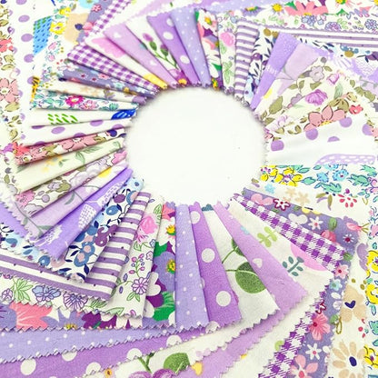 80 Pcs Jelly Roll Fabric Strips for Quilting Sewing 2.6" Precut Cotton Floral Fabric Strips Bundles with Wavy Edges, Perfect for Sewing Purple