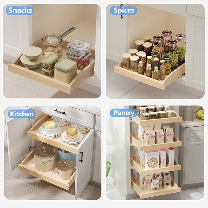 LOVMOR Pull Out Cabinet Organizer 13½”W x 21”D, Cabinet Pull Out Shelves with Soft Close, Pull Out Shelf, Cabinet Drawers Slide Out for Kitchen Base Cabinets