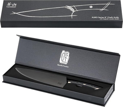 Cangshan KURO Series 8-Inch Chef's Knife with Sheath, High Carbon X-7 Damascus Steel, 504258