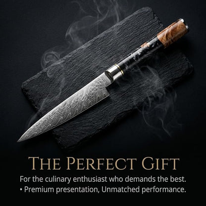 Tidal Black - 5" Utility Knife - Damascus