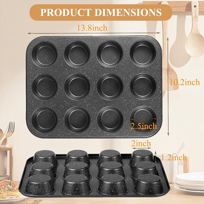 Walooza Muffin Cupcake Pan, Nonstick 12 Cupcake Tray, Cheesecake Pan for Baking