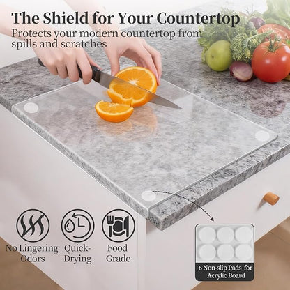 Checkered Cutting Board and Acrylic Cutting Board Set, 2 PCS Cutting Boards for Kitchen, Checkerboard Wood End Grain Chopping Board with Juice Groove & Acrylic Cooking Board with Counter Lip