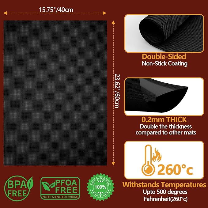 UBeesize 4 Pack XL Thickened Oven Liners for Bottom of Oven, Reusable 17x25 Inch Heavy Duty Non Stick Teflon Oven Mats BPA & PFOA Free, Fit Electric Gas Toaster Convection Microwave Ovens Grills