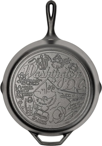 Lodge 12 Inch Cast Iron Skillet – Pre-Seasoned Frying Pan with Teardrop Handle – Oven, Stovetop, Grill & Campfire Use – Made in USA – Non-Toxic, Even-Heating Cookware – Washington, D.C.