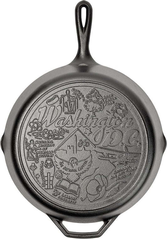 Lodge 12 Inch Cast Iron Skillet – Pre-Seasoned Frying Pan with Teardrop Handle – Oven, Stovetop, Grill & Campfire Use – Made in USA – Non-Toxic, Even-Heating Cookware – Washington, D.C.