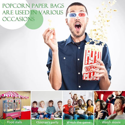 202 Pcs Popcorn Machine Supplies Set, Kernel Sifting Speed Scoop, Stainless Steel Seasoning Dredge with Handle, 200 Pcs Popcorn Bags Bundle for Home Kitchen Theater Movie Tools Supplies (1 Oz)