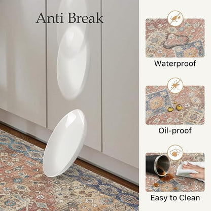 GENIMO Kitchen Mats for Floor, Kitchen Rugs Non Slip Washable, Waterproof Anti Fatigue Mat, Comfort Standing Runner Rug for Sink, Office, Laundry, Home, 23.6"x71", RetroBrick