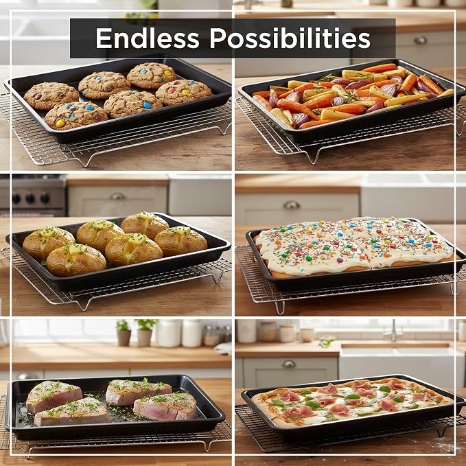 Wrenbury Quarter Sheet Pan - Carbon Steel Non-Stick ¼ Cake Baking Tray - Non Toxic Cookie Pan for Traybake - 13” x 9”