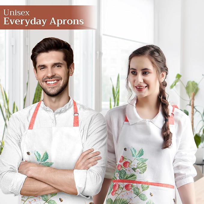 Maison d' Hermine 100% Cotton Apron for women with Pocket Kitchen Chef Apron for Men Cooking Spring Summer