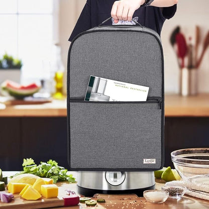Luxja Food Processor Cover for Cuisinart and Hamilton Beach 10-14 Cup Processor, Food Processor Dust Cover with Accessories Pockets, Gray