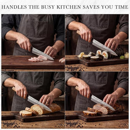 8.5 Inch Sashimi Knife Sushi Knife, 9-Layer VG10 High Carbon Steel Japanese Yanagiba Knifes, Sharp Long Slicing Bread Knifes with Rosewood Handle for Home Kitchen