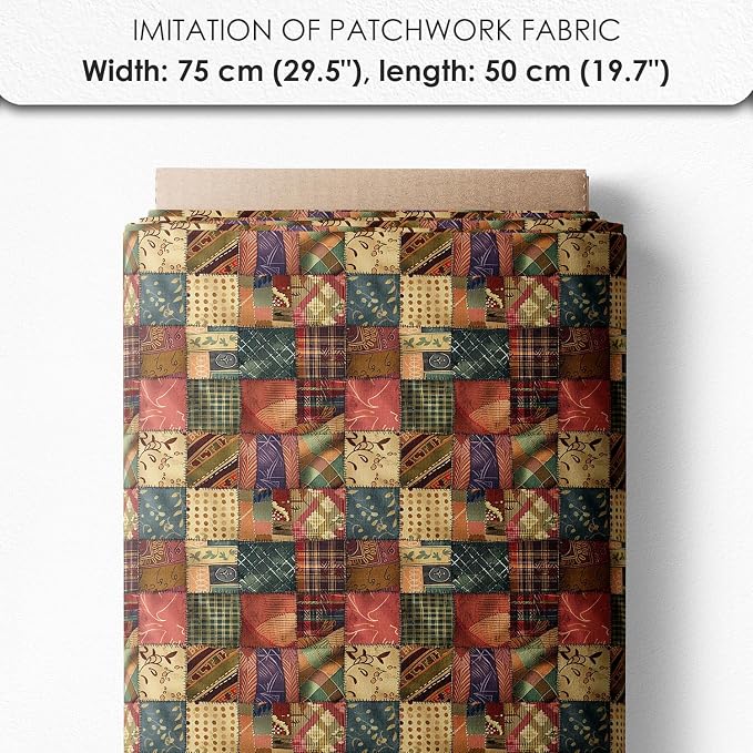 Elegant Lady Patchwork Cotton Fabric Panel – 6 Designs (10×10 inch Each) + Bonus Patchwork Sheet 29.5×19.6 inch, 100% Cotton 140 GSM