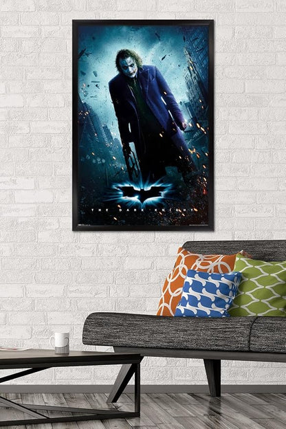 Trends International DC Comics Movie - The Dark Knight - The Joker - One Sheet Wall Poster, 22.375" x 34", Black Framed Version