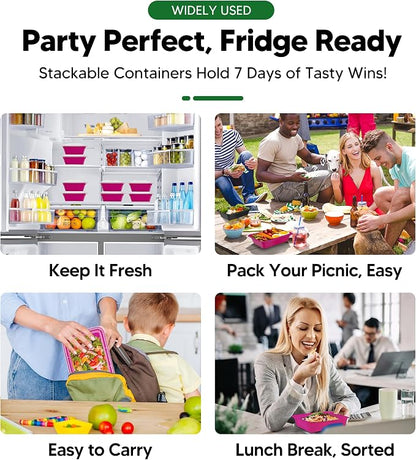 50 Pack Meal Prep Containers with Lids 38oz - BPA-Free, Reusable, Leakproof Food Storage Containers - Microwave/Dishwasher/Freezer Safe, To Go Take Out Plastic Food Storage Pans(Red)