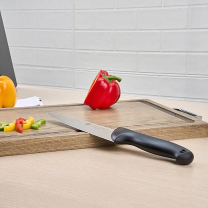 Restaurantware Sensei 8 Inch Chef Knife 1 With Colored Coded Pins Kitchen Knife - High-Carbon Stain-Resistant Black German Steel Meat Knife Ergonomic Handle