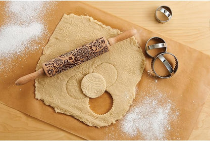 Mrs. Anderson’s Baking Embossing Rolling Pin, Paisley Design, European Beechwood
