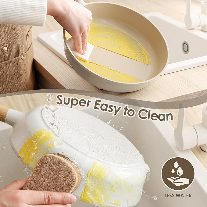 SENSARTE 13Pcs Ceramic Nonstick Cookware Set, Non-toxic Healthy Pots and Pans Set Ceramic Kitchen Frying Pans Set with Stay-cool Handle, PFAS/PTFE/PFOA Free, Dishwasher Safe, Induction Compatible