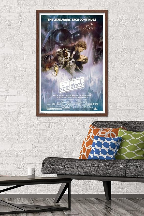Trends International Star Wars: The Empire Strikes Back - The Saga Continues One Sheet Wall Poster, 22.375" x 34", Mahogany Framed Version