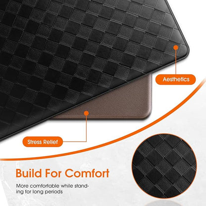 TranquilRelax 2-Piece Anti-Fatigue Kitchen Mats, Cushioned Non-Slip Waterproof Sink & Stove Floor Mats, Comfortable Standing Rug Set for Kitchen, Laundry & Entryway, Black