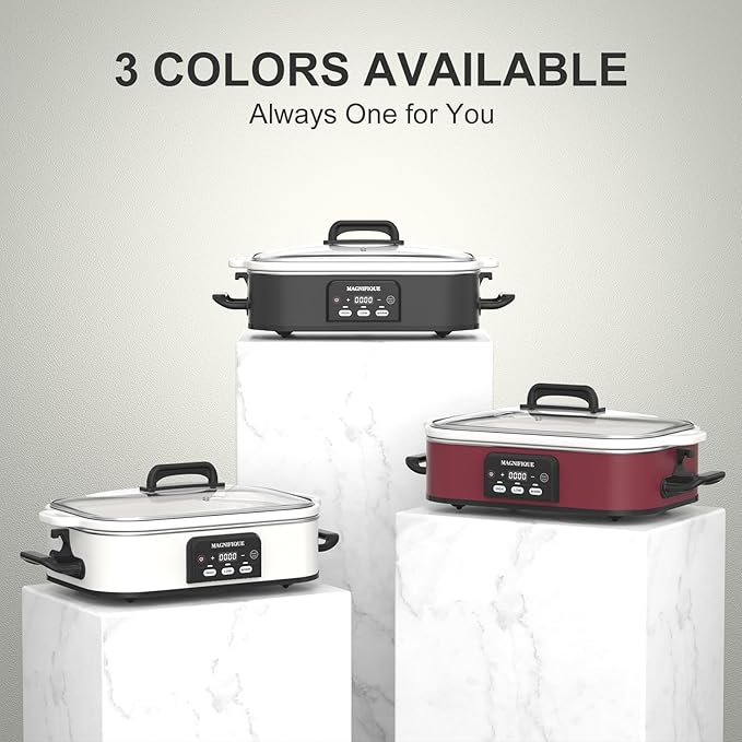 4 Quart Casserole Programmable Slow Cooker with Ceramic Baking Dish - Perfect Kitchen Small Appliance for Family Dinners, Oven Safe and Durable Bakeware for Lasagna, Roasts, Black