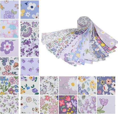 40-Pcs Light & Fresh Floral Fabric Strips - Precut Cotton for DIY Quilting & Home Decor