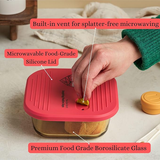 Ai Love Peace Soup Container with Dual Lids,26 oz Borosilicate Glass Lunch Box | Leakproof Lid+ Microwave &Safe Freezer Lid, Stackable,Glass Meal Prep Food Storage,Perfect for Work & Soup Lovers Gift.