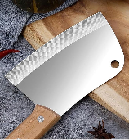 Small Professional Cleaver Chef Knife, High Strength Stainless Steel 5.8 Inch Sharp Kitchen Blade with Wooden Handle (black)