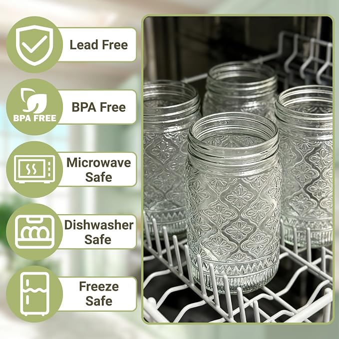 STARSIDE 4 Pack Glass Salad Jars with Plastic Lids Meal Prep, 32oz Mason Jars with Dressing Container, Leakproof Portable Salad Container for Lunch, Wet/Dry Separation Salad Pod for On-the-Go Meals
