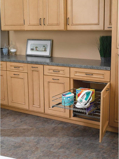 Rev-A-Shelf 5WB2-2122-CR 21 in. W x 22 in. D Base Cabinet Pull-Out 2-Tier Wire Basket, Chrome
