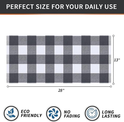 Homaxy 100% Cotton Waffle Weave Check Plaid Kitchen Towels, 13 x 28 Inches, Super Soft and Absorbent Dish Towels for Drying Dishes, 4-Pack, White & Dark Grey