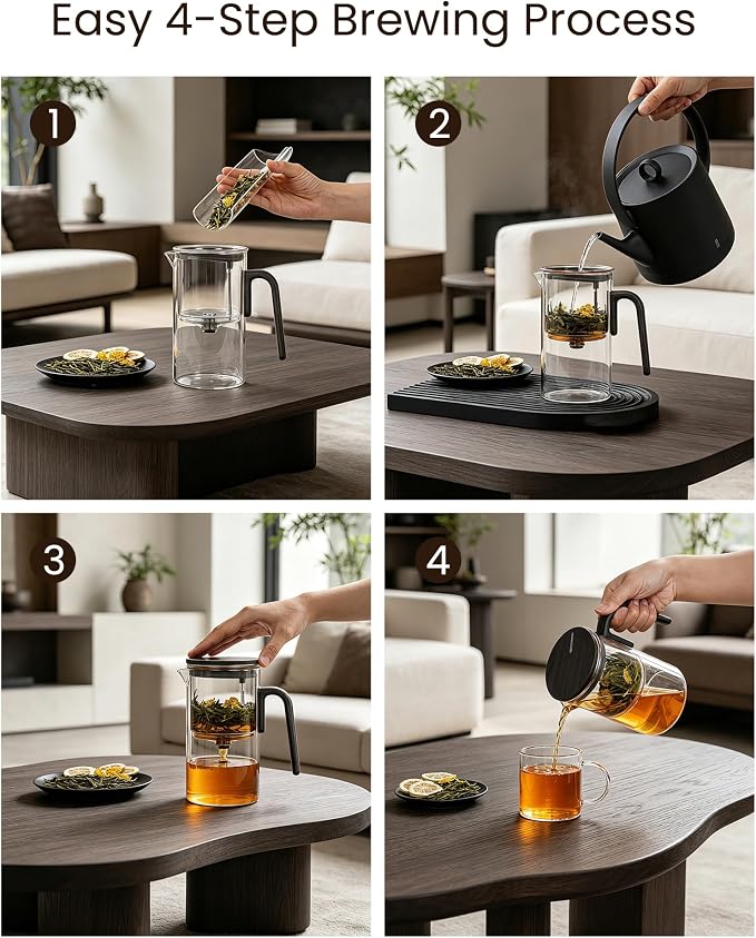 ZENS Enchanted Teapot, Magnetic Glass Tea Infuser Pot for Loose Leaf Tea Steeper, Magic Tea Maker, Mess-Free Loose Tea Diffusers for Tea Lovers Ideal Gifts, 28oz (830 ml)