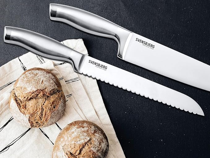 Modern-Silver Chef Kitchen Knife Set with Block, Chef Knife Set for Cooking, Knife Set for Kitchen, Stainless Steel, Sharp, German Brand | SB-KS101-MB101