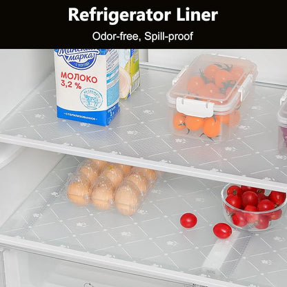 INNOLITES Kitchen Cabinet Shelf Liner, Non-Adhesive Refrigerator & Drawer Liner, Waterproof EVA with Floral, Easy to Clean & BPA-Free (White Daisy, 17.5" x 78.7")