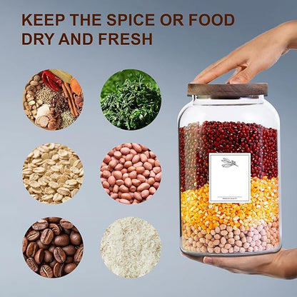 Two 2.7L Large Capacity Transparent Glass Sealed Jars with Lids.Food Storage Jars,Used for Various Food Preservation Jars,Such As Coffee,Rice,Flour,Sugar,Spices,Beans,and Grains