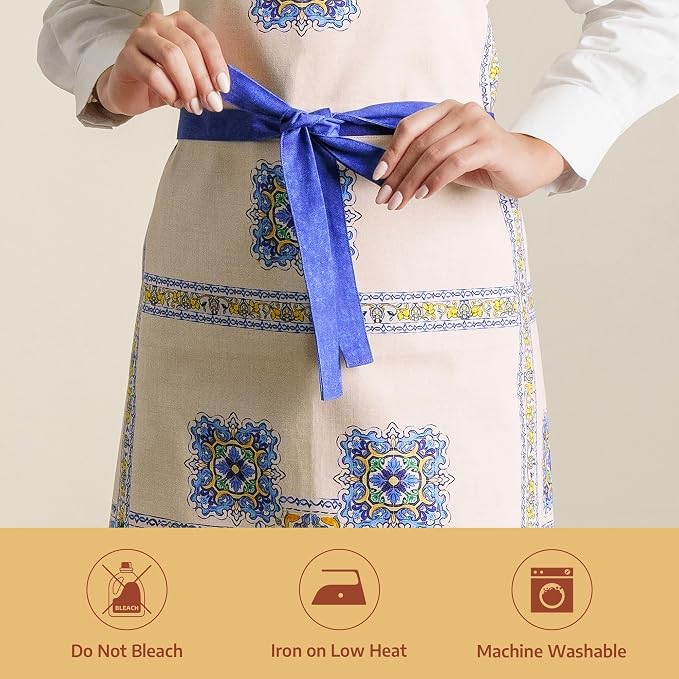 Maison d' Hermine 100% Cotton Apron for women with Pocket Kitchen Chef Apron for Men Cooking Spring Summer